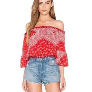 Tularosa Tops Tularosa Alexa Bandana Print Off The Shoulder Top Size M